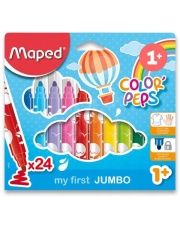 Pisaki Jumbo Maped Colorpeps 24 kolory , dla maluchów 1+ w etui kartonowym