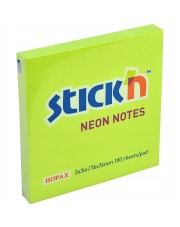 Notes samoprzylepny 76x76 mm Neon Stickin zielony neonowy