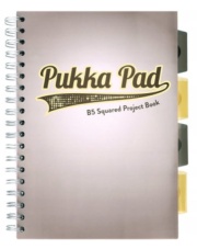 Kołozeszyt Project Pukka Pad B5 GREY , 4 przekładki , szary z żółtym