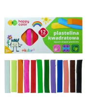 Plastelina szkolna Happy Color kwadratowa 12 kolorów