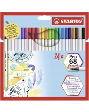 Pisaki flamastry Stabilo Pen 68 Brush - pędzelki 24 kolory w pudełku