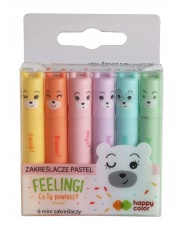 Zakreślacz Mini pastelowy 6 kolorów Happy Color, etui plastikowe