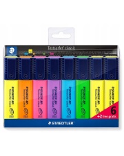 Zakreślacz Staedtler neonowy etui 8 sztuk 6 kolorów + 2 żółte gratis