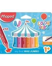 Kredki Maped Colorpeps Jumbo Wax - woskowe grube 12 kolorów w etui kartonowym.