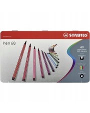 Pisaki flamastry Stabilo Pen 68 50 sztuk w pudełku , kasecie metalowej